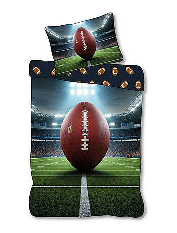 Juego de sábanas Balón de rugby, deporte, 100% algodón Oeko-Tex, funda nórdica 140x200 cm