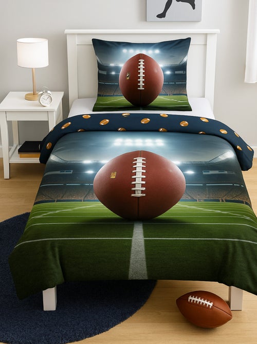 Juego de sábanas Balón de rugby, deporte, 100% algodón Oeko-Tex, funda nórdica 140x200 cm - Kiabi Juego de sábanas Balón de rugby, deporte, 100% algodón Oeko-Tex, funda nórdica 140x200 cm - Kiabi