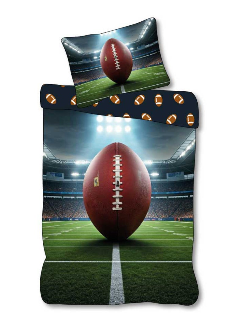 Juego de sábanas Balón de rugby, deporte, 100% algodón Oeko-Tex, funda nórdica 140x200 cm Verde - Kiabi