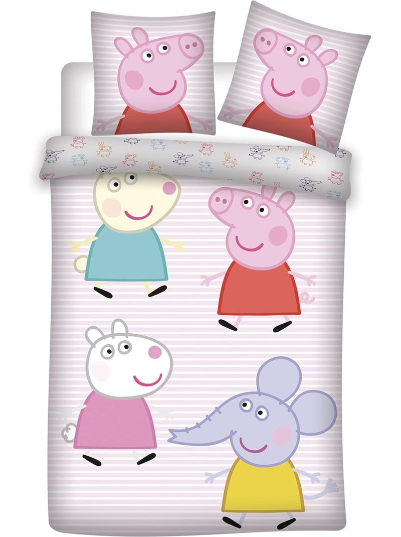Juego de sábanas bebé algodón Peppa Pig Rosa - Kiabi