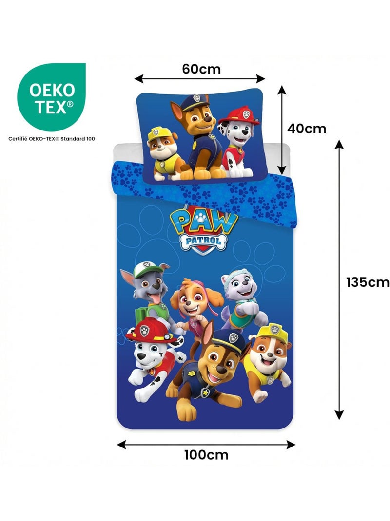 Juego de sabanas bebé algodón reversible Chase Azul - Kiabi