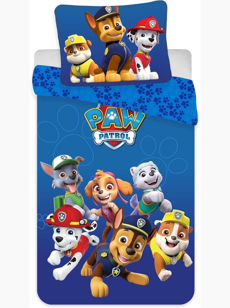 Juego de sabanas bebé algodón reversible Chase Azul - Kiabi