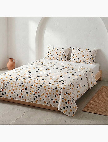 Juego de sabanas con estampado a puntos, 100% algodón.