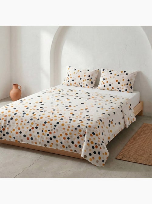 Juego de sabanas con estampado a puntos, 100% algodón. - Kiabi Juego de sabanas con estampado a puntos, 100% algodón. - Kiabi