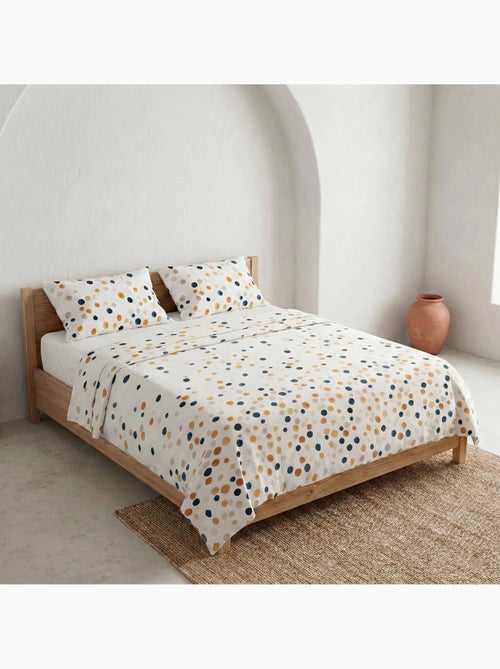 Juego de sabanas con estampado a puntos, 100% algodón. - Kiabi Juego de sabanas con estampado a puntos, 100% algodón. - Kiabi