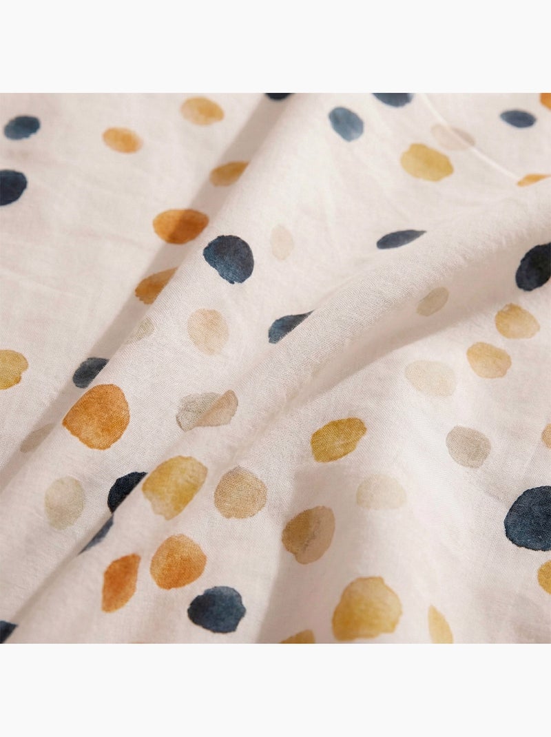 Juego de sabanas con estampado a puntos, 100% algodón. Blanco Multicolor - Kiabi