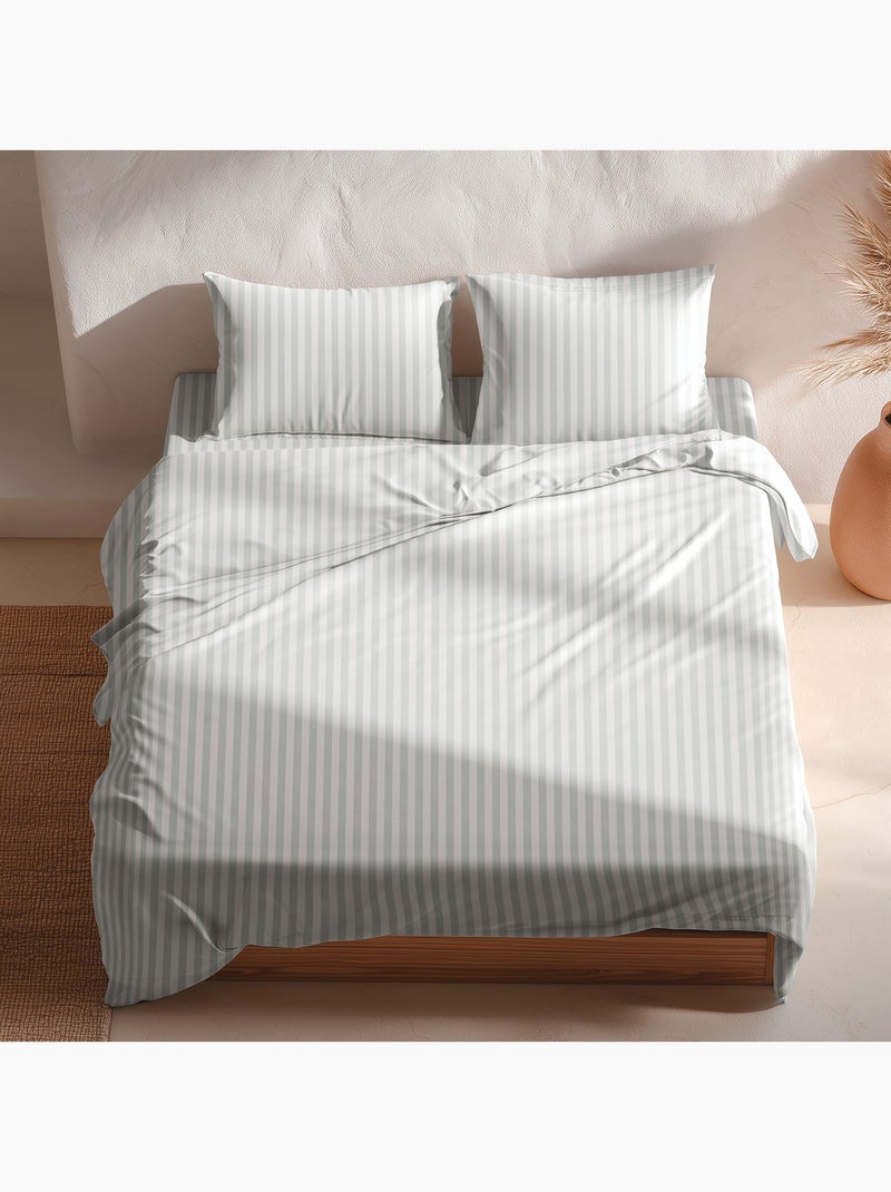 Juego de sabanas con estampado a rayas, 100% algodón. Verde agua - Kiabi