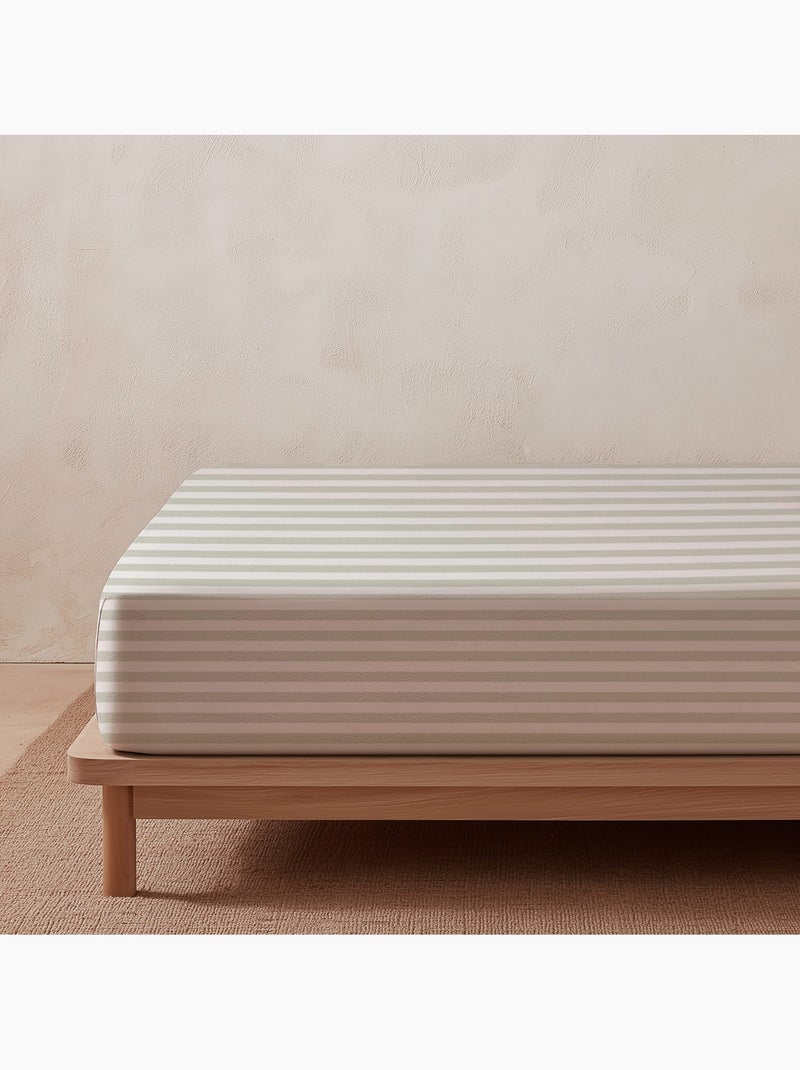 Juego de sabanas con estampado a rayas, 100% algodón. Verde agua - Kiabi