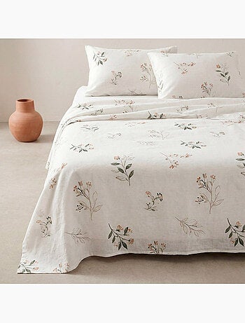 Juego de sabanas con estampado floral, 100% algodón.