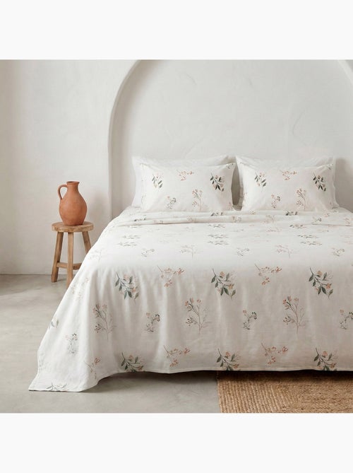 Juego de sabanas con estampado floral, 100% algodón. - Kiabi Juego de sabanas con estampado floral, 100% algodón. - Kiabi