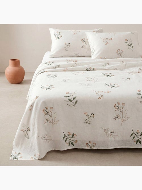 Juego de sabanas con estampado floral, 100% algodón. - Kiabi Juego de sabanas con estampado floral, 100% algodón. - Kiabi