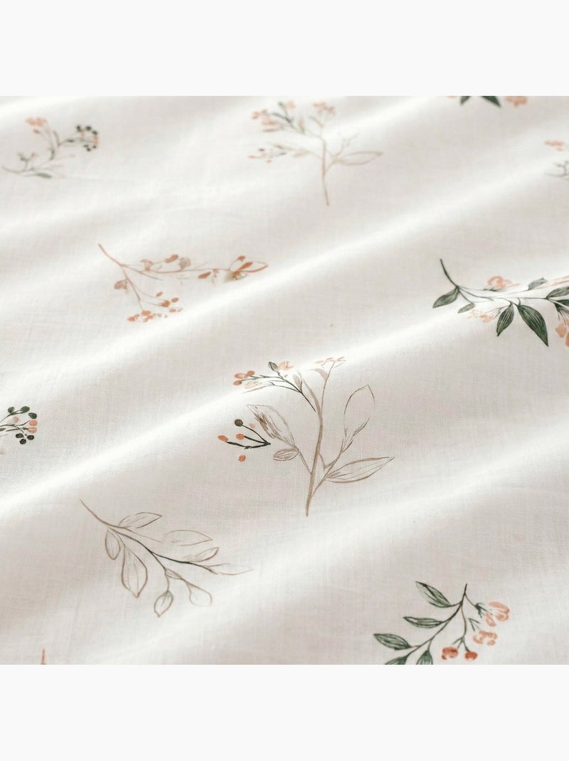 Juego de sabanas con estampado floral, 100% algodón. Blanco Verde - Kiabi