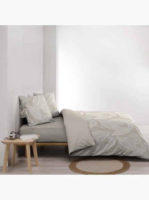 Juego de sábanas de 3 piezas de algodón con estampado de hojas + fundas de almohada - Kiabi
