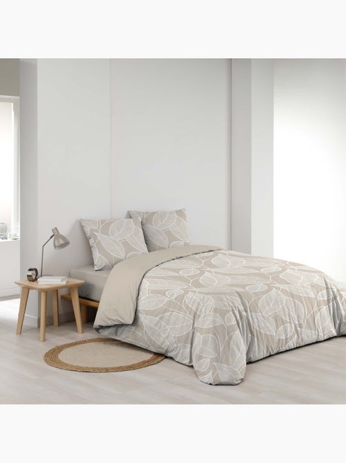 Juego de sábanas de 3 piezas de algodón con estampado de hojas + fundas de almohada - Kiabi