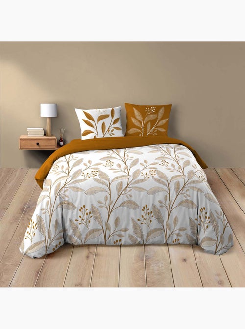 Juego de sábanas de 3 piezas de algodón con estampado de hojas + fundas de almohada - Kiabi