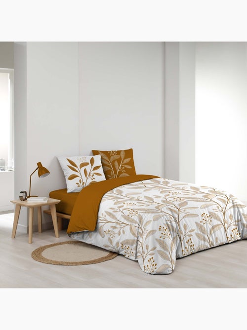 Juego de sábanas de 3 piezas de algodón con estampado de hojas + fundas de almohada - Kiabi