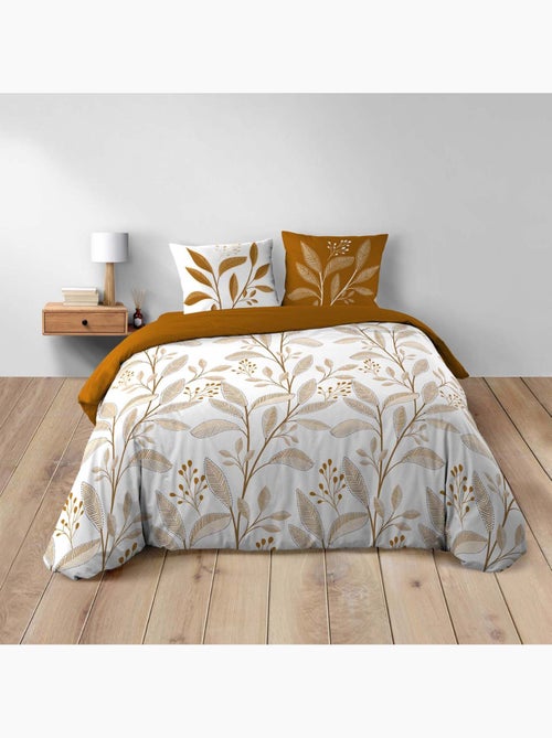 Juego de sábanas de 3 piezas de algodón con estampado de hojas + fundas de almohada - Kiabi