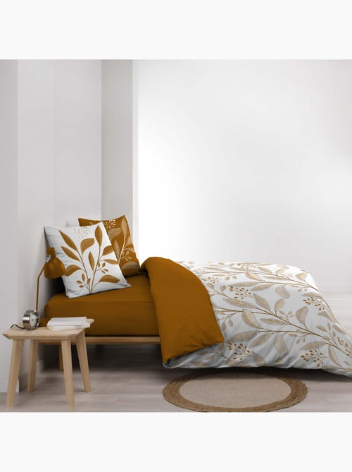 Juego de sábanas de 3 piezas de algodón con estampado de hojas + fundas de almohada - Kiabi