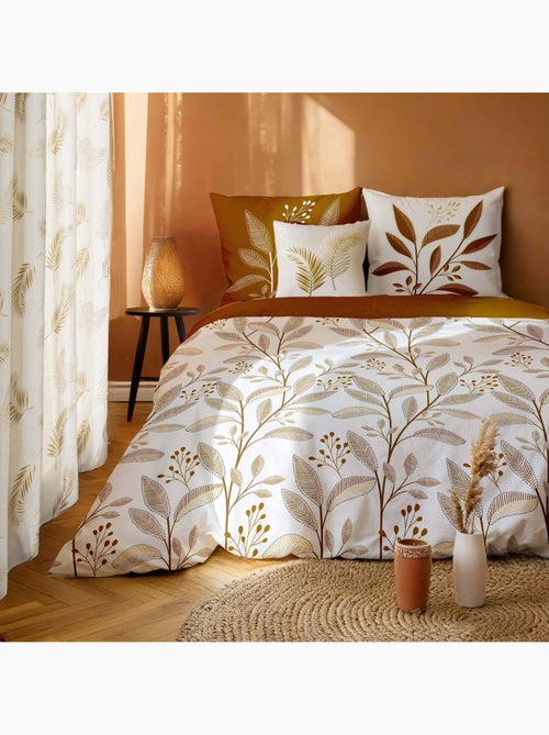 Juego de sábanas de 3 piezas de algodón con estampado de hojas + fundas de almohada - Kiabi