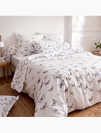 Juego de sábanas de 3 piezas Funda de mariposa de algodón percal de 80 hilos + fundas de almohada