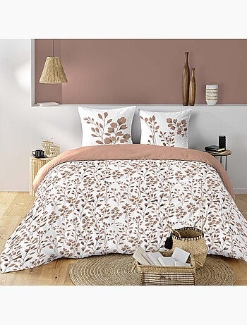 Juego de sábanas de algodón de 3 piezas con funda con motivo de follaje + fundas de almohada