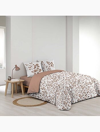 Juego de sábanas de algodón de 3 piezas con funda con motivo de follaje + fundas de almohada