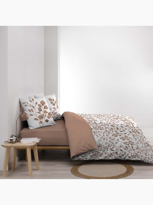 Juego de sábanas de algodón de 3 piezas con funda con motivo de follaje + fundas de almohada - Kiabi