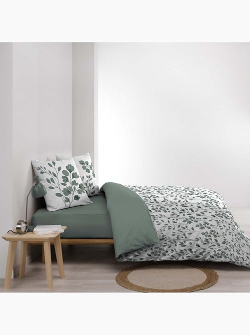 Juego de sábanas de algodón de 3 piezas con funda con motivo de follaje + fundas de almohada - Kiabi
