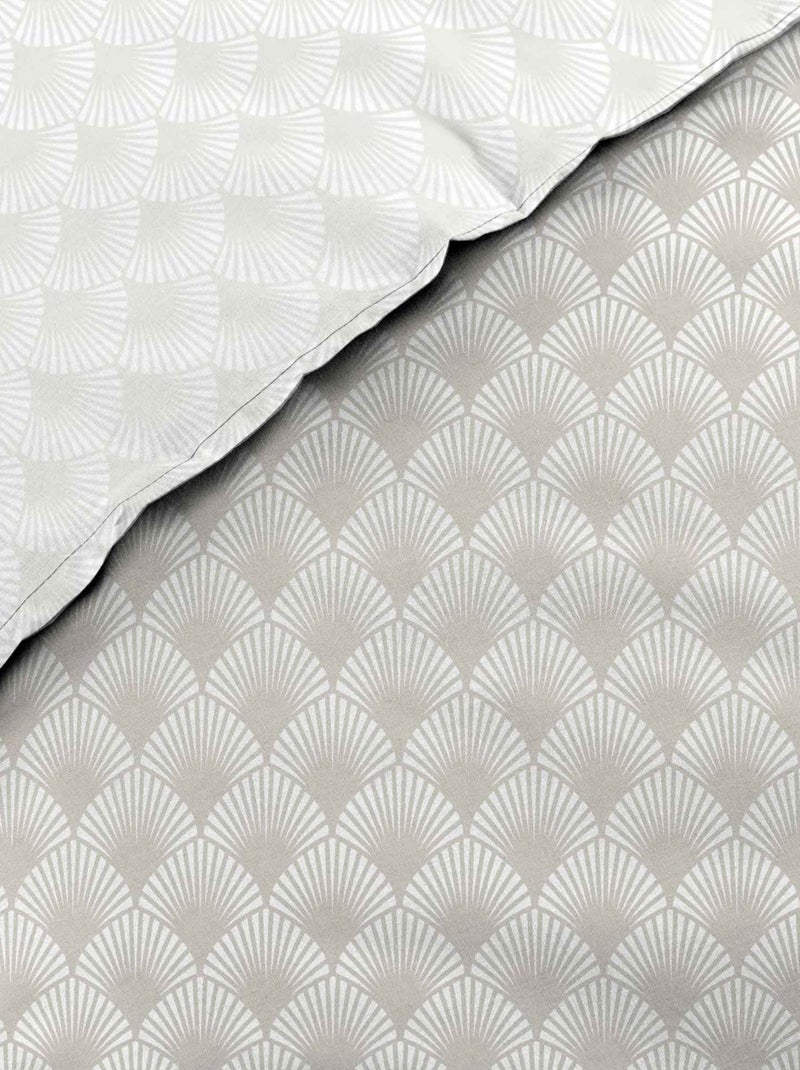 Juego de sábanas de algodón estampado a doble cara con motivos de follaje Beige gris - Kiabi