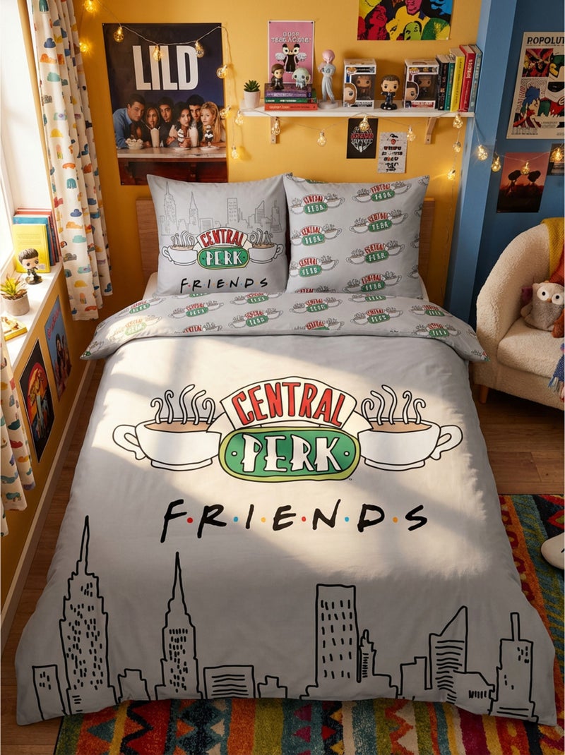 Juego de sabanas doble Friends, textil Oeko-Tex, estampado reversible, cama 2 plazas, NEW-YORK Negro Negro - Kiabi