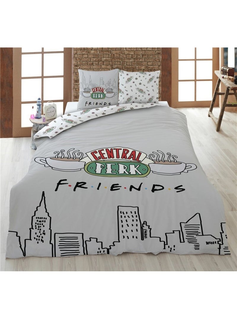 Juego de sabanas doble Friends, textil Oeko-Tex, estampado reversible, cama 2 plazas, NEW-YORK Negro Negro - Kiabi