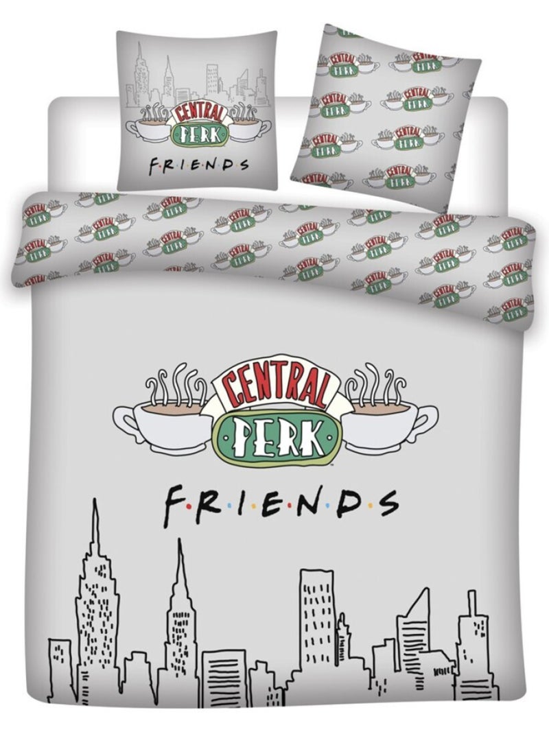 Juego de sabanas doble Friends, textil Oeko-Tex, estampado reversible, cama 2 plazas, NEW-YORK Negro Negro - Kiabi
