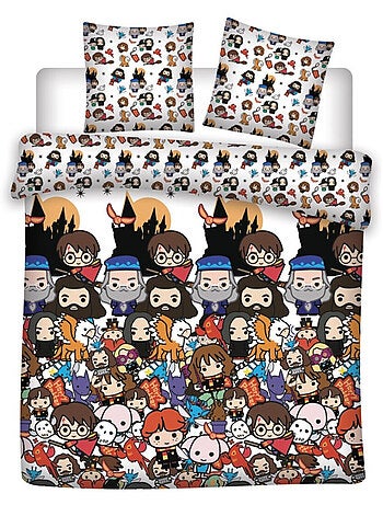 Juego de sabanas doble Harry Potter estampado reversible para cama de dos plazas, CHIBI