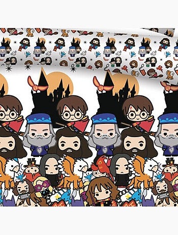 Juego de sabanas doble Harry Potter estampado reversible para cama de dos plazas, CHIBI