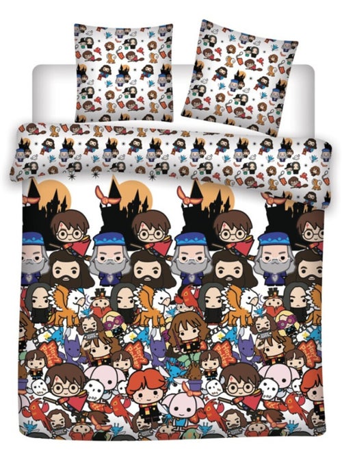 Juego de sabanas doble Harry Potter estampado reversible para cama de dos plazas, CHIBI - Kiabi
