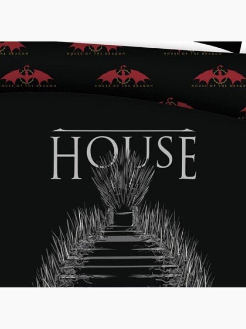 Juego de sabanas doble reversible negro House of Dragon Rojo - Kiabi