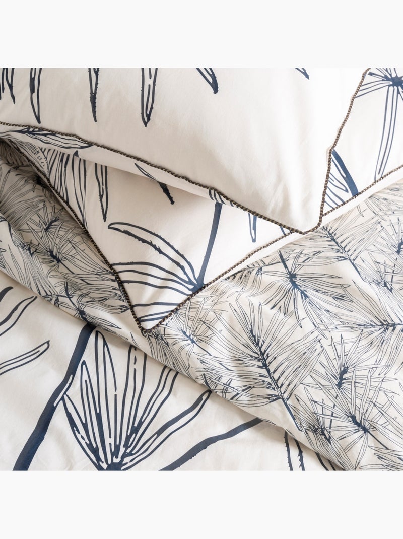 Juego de sábanas Future Home ORPHEE de algodón estampado tropical reversible 240x260 Blanco Azul - Kiabi