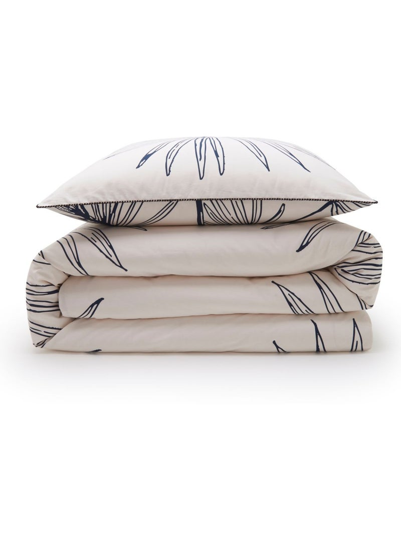 Juego de sábanas Future Home ORPHEE de algodón estampado tropical reversible 240x260 Blanco Azul - Kiabi