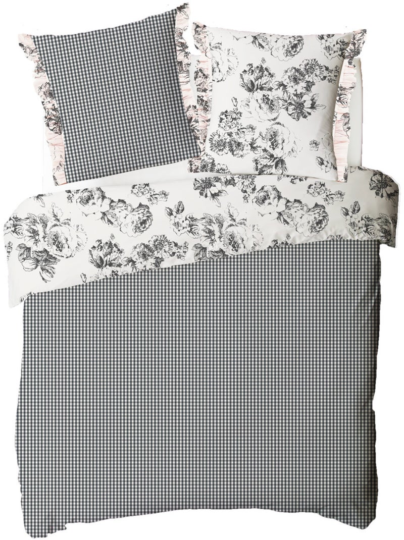Juego de sábanas Future Home ORPHEE de algodón estampado tropical reversible 240x260 Blanco Azul - Kiabi