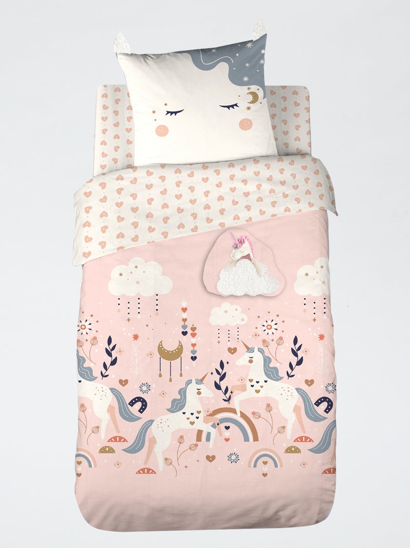 Juego de sábanas individual de 2 piezas: funda nórdica + funda de almohada Rosa - Kiabi