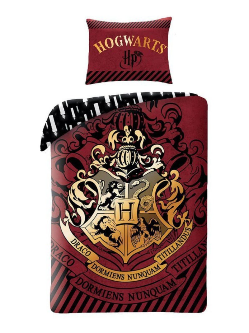 Juego de sabanas infantil algodón reversible Hogwarts Rojo - Kiabi