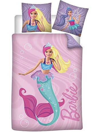Juego de sabanas infantil de algodón reversible Barbie Sirena