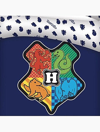 Juego de sabanas infantil de algodón reversible Emblema Hogwarts