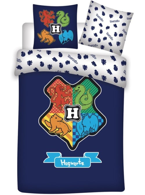 Juego de sabanas infantil de algodón reversible Emblema Hogwarts - Kiabi