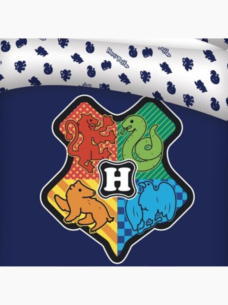 Juego de sabanas infantil de algodón reversible Emblema Hogwarts Multicolor - Kiabi