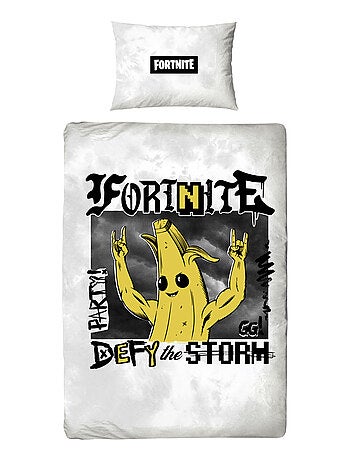 Juego de sabanas infantil estampado reversible Fortnite BANANA, funda nórdica 140x200 cm