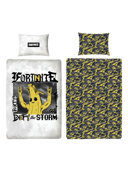 Juego de sabanas infantil estampado reversible Fortnite BANANA, funda nórdica 140x200 cm - Kiabi Juego de sabanas infantil estampado reversible Fortnite BANANA, funda nórdica 140x200 cm - Kiabi