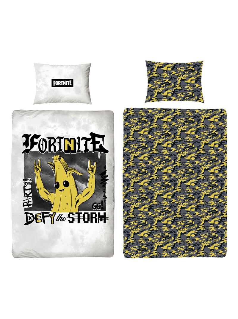 Juego de sabanas infantil estampado reversible Fortnite BANANA, funda nórdica 140x200 cm Blanco - Kiabi