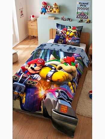 Juego de sabanas infantil estampado reversible Mario KART