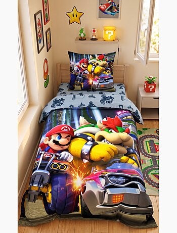 Juego de sabanas infantil estampado reversible Mario KART